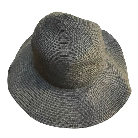 H&M Divided Straw Floppy Sun Hat Large 58 Wide Brim 3.5" Beach Holiday Travel - Picture 6 of 13